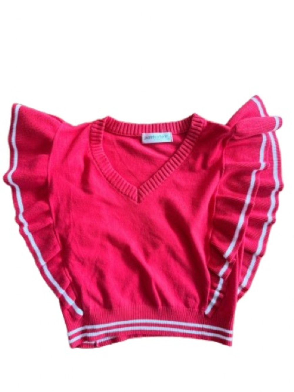 NWT Red v neck sleeveless flutter Sleeve Sweater fairycore, preppy Small